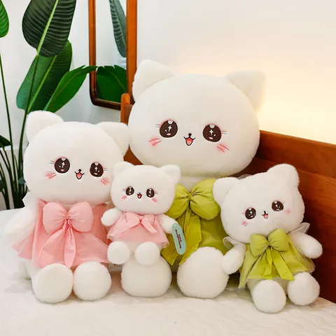 Cute Princess Cat Plush Toy Cartoon Bowknot Dress Kitty Doll Soft Stuffed Animal Pillow Girls Gift
