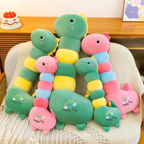 Cute Long Neck Dinosaur Plush Pillow Soft Stuffed Animal Cartoon Caterpillar Doll Cushion Girls Sleeping Pillow Toy