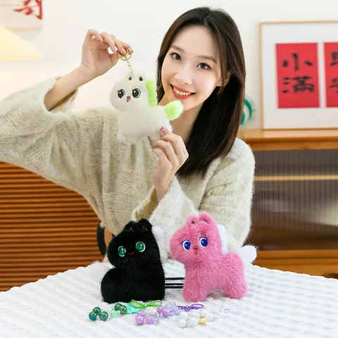 Cute Sound Making Horse Plush Pendant Creative Animal Doll Keychain Bag Charm Soft Fluffy Toy Gift