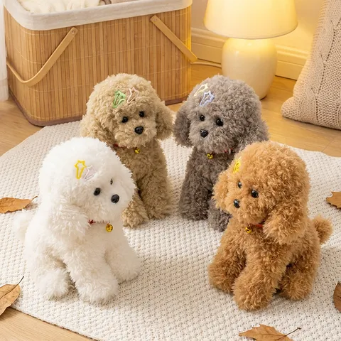 Lindo Simulación Perro Teddy Peluche Juguete Relleno Cachorro Muñeca Con Collar Y Ropa Suave Animal Juguete Para Niños Regalo