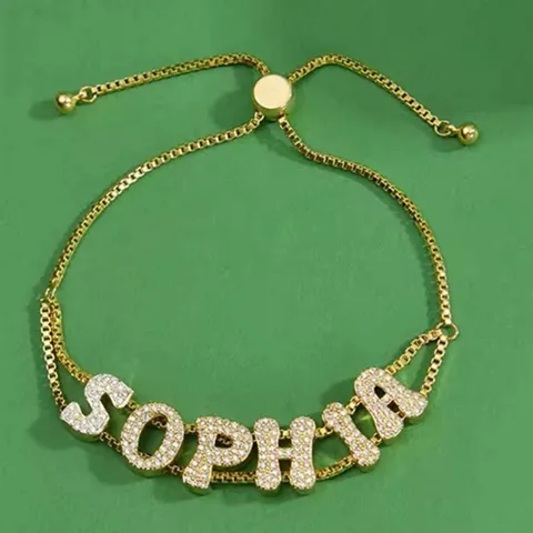 Mode Englische Buchstaben Mikro Eingelegt Strass Anhänger DIY Kette Armband Kupfer Schmuck Geschenk Für Damen