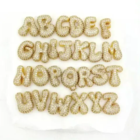 European Style Copper Rhinestone Letter Balloon Pendant DIY Fashion Alphabet Charm Jewelry Gift