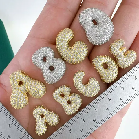 European Style Copper Rhinestone Letter Balloon Pendant DIY Fashion Alphabet Charm Jewelry Gift