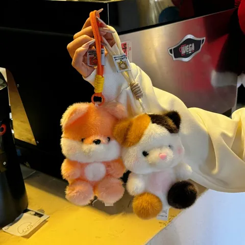 Cartoon Animal Plush Pendant Cute Fox Panda Duck Rabbit Pig Dinosaur Bear Keychain Bag Accessory Soft Stuffed Toy Doll Gift