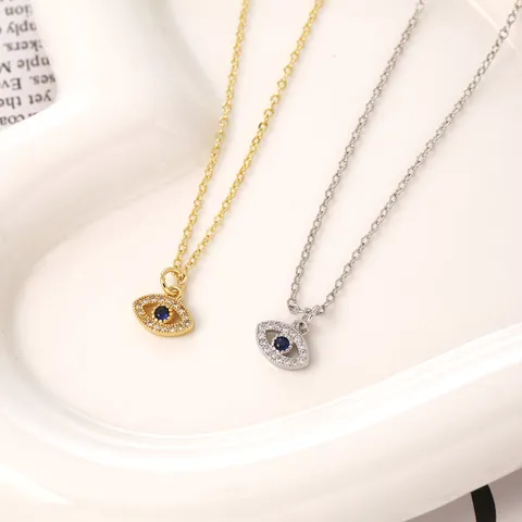 Fashion Evil Eye Pendant Necklace For Women Copper Rhinestone Lucky Devil Eye Clavicle Chain Jewelry Gift