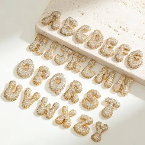 Hip Hop Voll Strass Initial Buchstabe Anhänger Kupfer Galvanisiert Personalisiert Mode Schmuck Geschenk Für Damen Herren