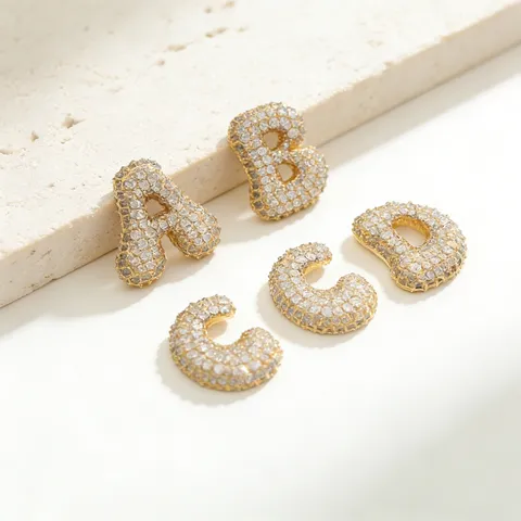 Hip Hop Voll Strass Initial Buchstabe Anhänger Kupfer Galvanisiert Personalisiert Mode Schmuck Geschenk Für Damen Herren