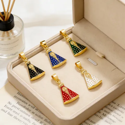 Kupfer Emaille Tropfen Religiöse Priester Ikonen Charms Bunte Jungfrau Maria Anhänger Herz Münze Kopfhörer Form Für DIY Armband Halskette Schmuckherstellung Zubehör