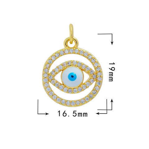 Dijes de Ojo de Mal de Ojo de Cobre Chapado en Oro Real de 18K Colgantes de Esmalte de Circonia Microincrustada para Fabricación de Joyas DIY Collares Accesorios Mujer