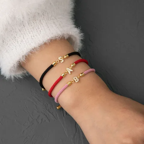 18 Karat Vergoldetes Kupfer Zirkonia Buchstaben Armband Für Damen Herren Verstellbares Geflochtenes Seil Initialen Armband Schmuck