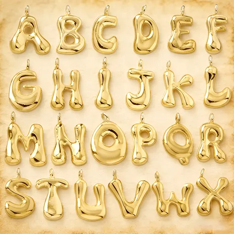 Mode Koperen Bubble Letter Hanger Voor Vrouwen Goud Zilver Plated Alfabet DIY Sieraden Ketting