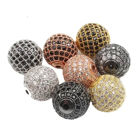 Cobre Strass Bola de Discoteca Cuentas Distanciadoras Sueltas Redondo Micro Pave Cristal Bolas de Cristal para Bricolaje Pulsera Collar Creación de Joyas Artesanías Accesorios