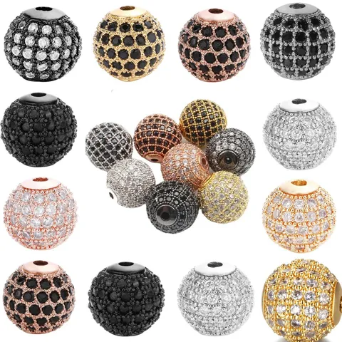 Cobre Strass Bola de Discoteca Cuentas Distanciadoras Sueltas Redondo Micro Pave Cristal Bolas de Cristal para Bricolaje Pulsera Collar Creación de Joyas Artesanías Accesorios
