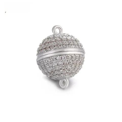 Koperen Zirconia Ingelegde Magneetsluiting Bal Rond DIY Sieraden Connectors Voor Ketting Armband Maken 18K Verguld Sieradenonderdelen