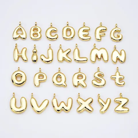 Cute Hip Hop Copper Gold Plated English Initial Alphabet Balloon Pendant Necklace For Unisex Electroplated Choker Jewelry Gift