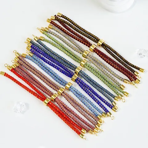 DIY Handmade Adjustable Braided Slider Bracelet String 18K Gold Plated Milan Rope For Jewelry Making Woven Pull Rope Bracelet Base