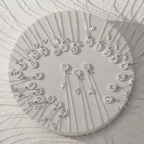 Minimalistischer Kupfer Strass Englische Buchstaben Anhänger Halskette Gold Platin Beschichtet Mode Damen Schmuck Geschenk