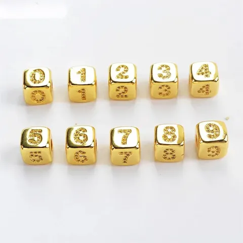 Abalorio de Número Cúbico de Cobre Colgante de Joyería DIY Zirconia Cristal Cuentas Accesorio Para Collar Pulsera Regalo