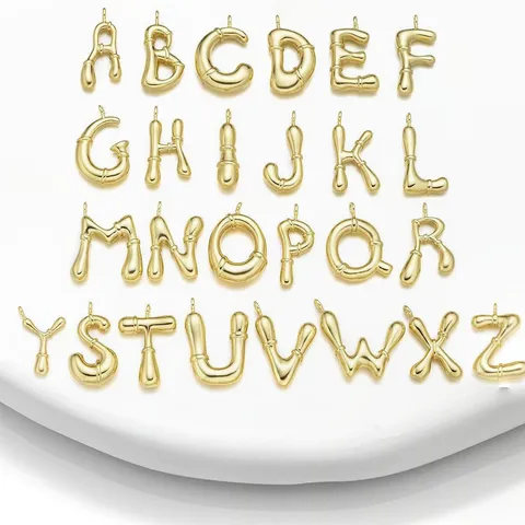Minimalistisch Koper Letter Hanger DIY Sieraden Accessoire Goud Zilver Verguld Alfabet Bedel Voor Ketting Mode Cadeau