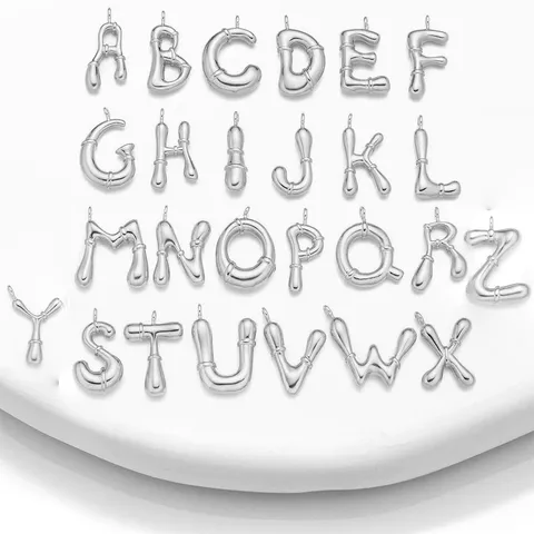 Minimalistisch Koper Letter Hanger DIY Sieraden Accessoire Goud Zilver Verguld Alfabet Bedel Voor Ketting Mode Cadeau