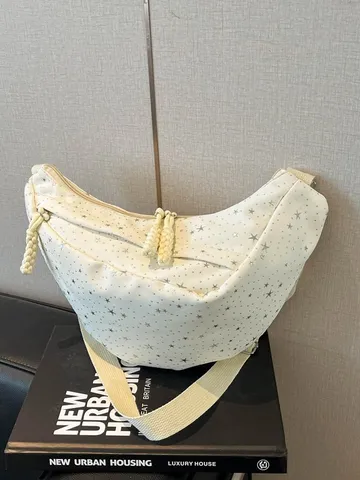 Donna Moda Tela Borsa a Tracolla Casual Pois Stellati Borsa Dumpling Design di Nicchia Borsa a Spalla Versatile