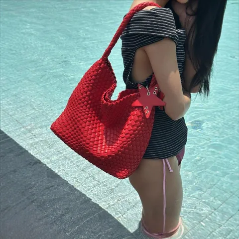 Gran Bolso de Hombro de Cuero PU Tejido Hobo Tote Casual Diario Underarm Bag Bolso de Mano Elegante de Moda para Mujer