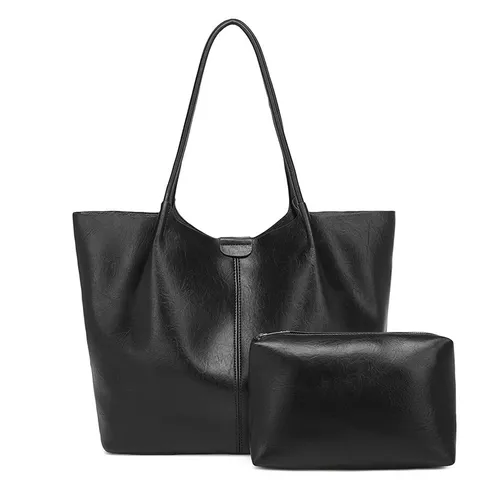 Mujeres Gran Capacidad Bolso Tote PU Cuero Vintage Viajero Bolso de Hombro Casual Bolso de Mano Con Sub-Bolso Desmontable