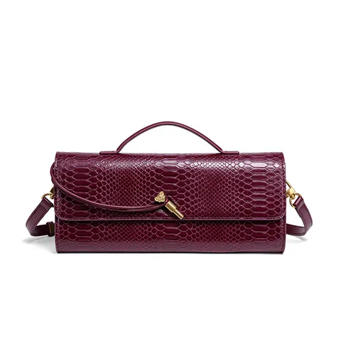 Bolso Baguette de Moda para Mujer Cuero PU Patrón de Serpiente Vintage Bolso de Hombro de Axila Bolso Elegante de Bloqueo