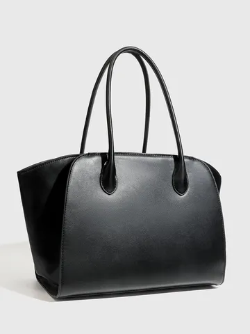 Bolso Tote Minimalista de Gran Capacidad de Cuero PU para Mujer Bolso de Hombro Casual para Commuter Bolso de Compras Simple