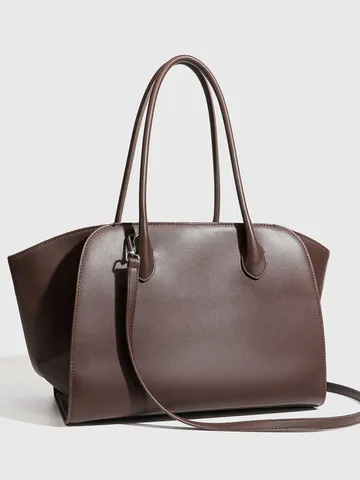 Bolso Tote Minimalista de Gran Capacidad de Cuero PU para Mujer Bolso de Hombro Casual para Commuter Bolso de Compras Simple