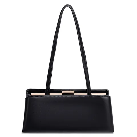 Bolso de Hombro Vintage de Cuero PU para Mujer Bolso Baguette Elegante Bolso de Axila Retro Casual de Color Sólido