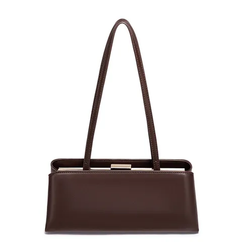 Bolso de Hombro Vintage de Cuero PU para Mujer Bolso Baguette Elegante Bolso de Axila Retro Casual de Color Sólido