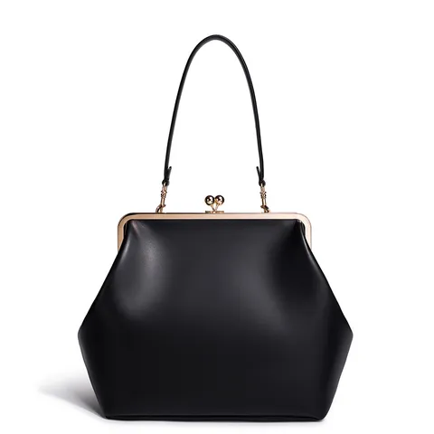 Bolso de Mano Retro de Cuero PU con Cierre de Beso para Mujer con Asa y Correa Vintage Chic Diario Mediano Casual