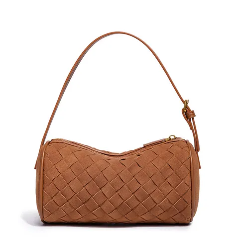Womens Woven Shoulder Bag Soft PU Leather Handbag Casual Retro Pillow Bag Versatile Woven Tote Purse Daily Clutch