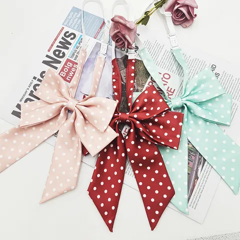 Preppy Style Double Layer Oblique Polka Dot Bow Tie Cute JK Uniform Shirt Collar Flower Fashion Accessories For Women