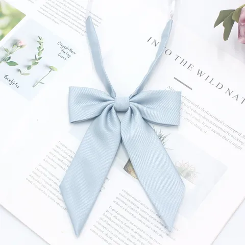 Women JK Uniform Bowtie Solid Color Striped Jacquard Polyester Silk Geometric Necktie Cute Student Neck Ribbon Bow