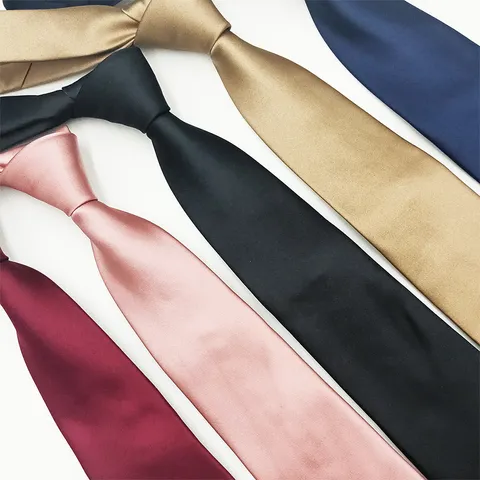Men S Solid Color Business Casual Necktie High Density Yarn Dyed Polyester Silk Formal Tie Hand Tied Classic Suit Neckwear