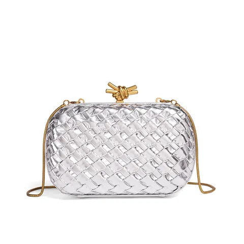Bolso Cruzado de Cuero Tejido a Mano de Lujo para Mujer Moda Noche Embrague Bolso de Hombro