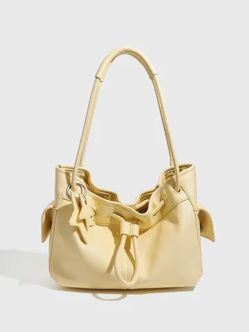 Bolso de Hombro de Cuero PU Minimalista para Mujer Bolso de Mano de Gran Capacidad Casual Diario Color Sólido