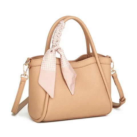 Bolso Cubo de Cuero PU para Mujer Gran Capacidad Casual Hombro Bolso Cruzado Con Decoración de Bufanda