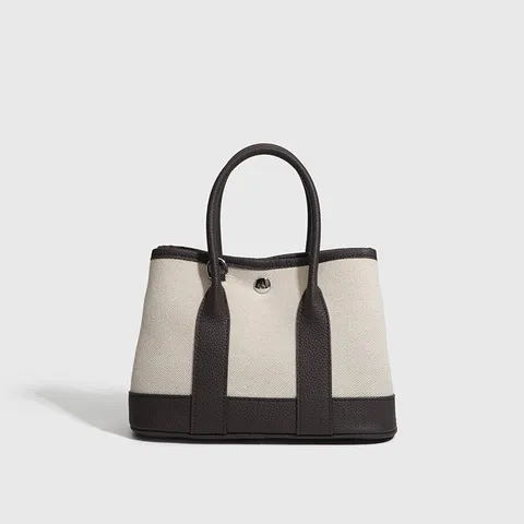 Bolso Tote Pequeño de Lona Bloque de Color Mujer Casual Minimalista Bolso de Mano Elegante Patchwork Hombro Bandolera Diario