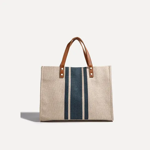 Bolso Tote de Lona de Gran Capacidad Bloque de Color Bolso de Hombro Casual Con Cremallera y Cierre Magnético Para Mujeres