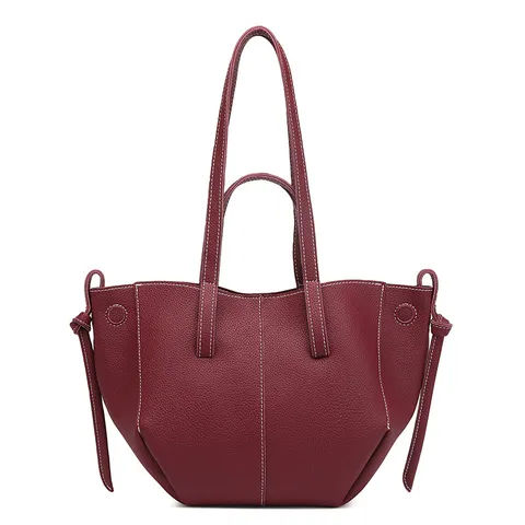 Bolso de Mano de Cuero PU para Mujer Gran Capacidad Bolso de Hombro Vintage Color Sólido Casual Tote