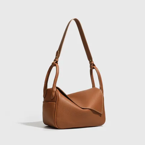 Bolso de Hombro de Cuero PU para Mujer Bolso Bandolera con Solapa Plizada Geométrica Casual Urbano Minimalista Bolso de Mano
