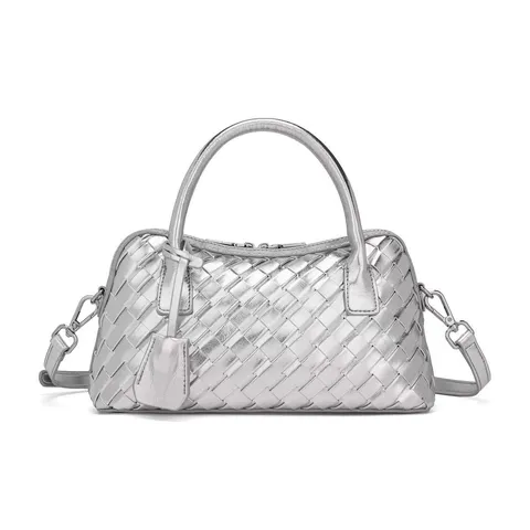 Bolso de Mano de Cuero PU Tejido de Gran Capacidad para Mujer Bolso de Hombro Casual para Comuter