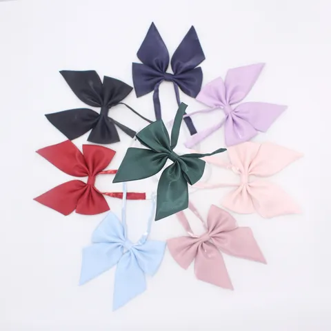 Korean Style JK Uniform Bow Tie Solid Color Shiny Ribbon Student Bowknot Collar Flower Fashion Women Accessories