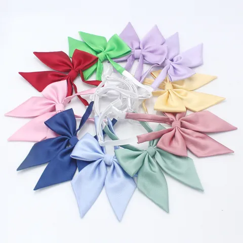 Women Korean Style Solid Color Fine Twill Bow Tie JK Uniform Collar Flower Cute Ribbon Bowtie Neckwear