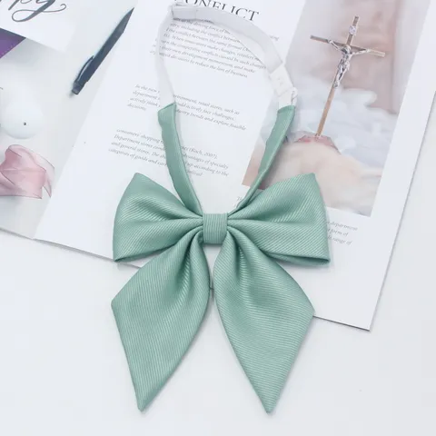 Women Korean Style Solid Color Fine Twill Bow Tie JK Uniform Collar Flower Cute Ribbon Bowtie Neckwear