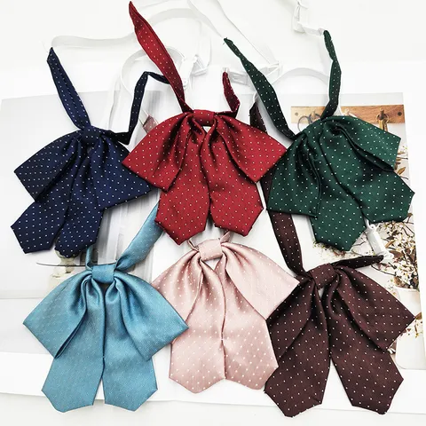 Japanese College Style Polka Dot Jacquard Bow Tie Cute JK Uniform Collar Ribbon Preppy Accessory For Women