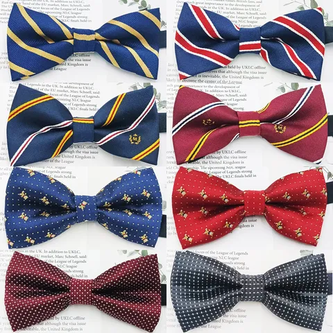 Men's Business Casual Jacquard Striped Bow Tie Classic Polyester Silk Bowtie Wedding Party Groom Neckwear